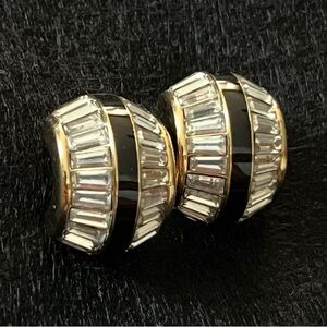 Vintage Christian Dior Swarovski Crystal Gold Plated Earrings Clip-On